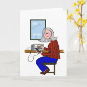 Vrouw Ham - Grijs haar Kaart (Gele Bloem)