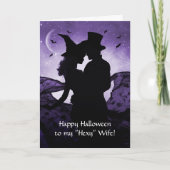 Vrouw Happy Halloween met romantisch paar Kaart (Voorkant)