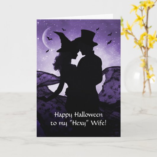 Vrouw Happy Halloween met romantisch paar Kaart (Gele Bloem)