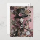 Vrouw Hatter Pink Mixed Media Collage Briefkaart (Voorkant / Achterkant)