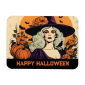 Vrouw Heks Bloem Happy Halloween Magneet (Horizontaal)