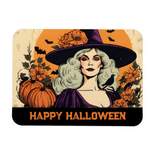 Vrouw Heks Bloem Happy Halloween Magneet