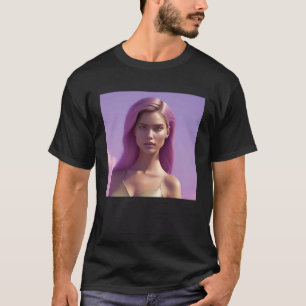 Vrouw hemels dromerig pluizig roze wolken Paarse s T-shirt