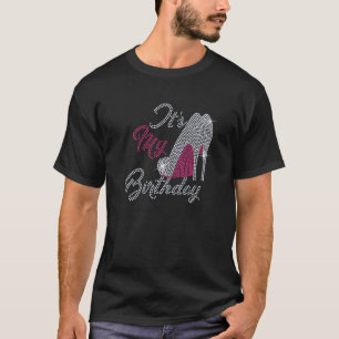 Vrouw Het is mijn geboorte Bling Rhinestone High h T-shirt
