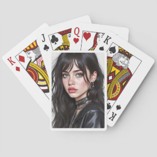 Vrouw, het raadsel met smaragdgroene ogen pokerkaarten
