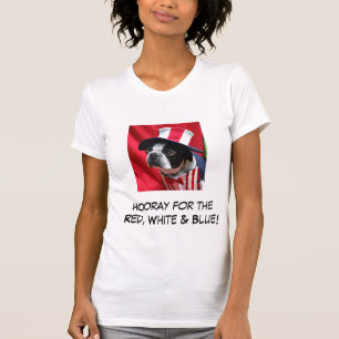 Vrouw Hoera voor de Rood & Blauwe Boston T-Shirt