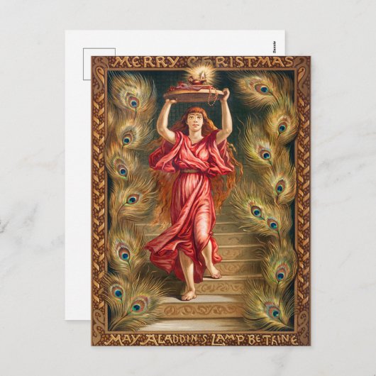 Vrouw-houder met vlam van Aladdin's lamp Feestdagenkaart (Voorkant / Achterkant)