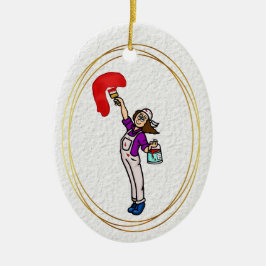 Vrouw House Painter Brown Ornament