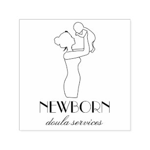 Vrouw Hugging Newborn Baby Zelfinktende Stempel