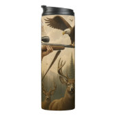 Vrouw Hunter met geweer en herten Thermosbeker (Geroteerd rechts)