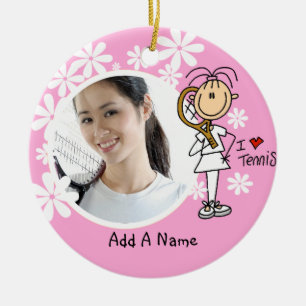 Vrouw I Love Tennis Personalized Ornament