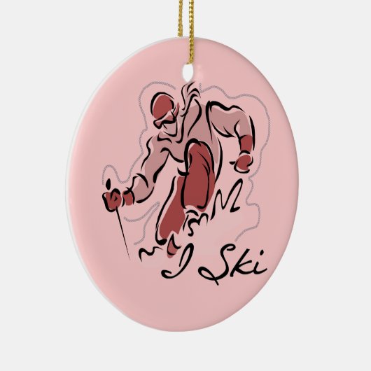 Vrouw I Ski T shirten en cadeaus Keramisch Ornament (Rechts)