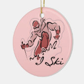 Vrouw I Ski T shirten en cadeaus Keramisch Ornament (Links)