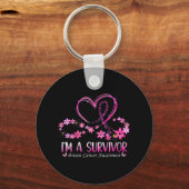 Vrouw: Ik ben een overlevende borstkankerinformant Sleutelhanger (Voorkant)