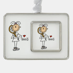 Vrouw Ik hou van tennis ingelijst Ornament