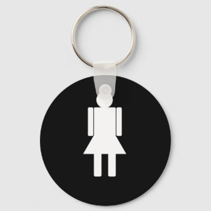 Vrouw-illustratie820 VROUWEN CARTOON BATHROOM DEUR Sleutelhanger