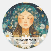 Vrouw Illustratie Energie Heiler Reiki Spirituell Ronde Sticker (Voorkant)