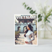 Vrouw in Ao Dai Vietnam Reizen Briefkaart (Staand voorkant)
