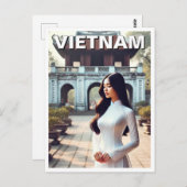 Vrouw in Ao Dai Vietnam Reizen Briefkaart (Voorkant / Achterkant)
