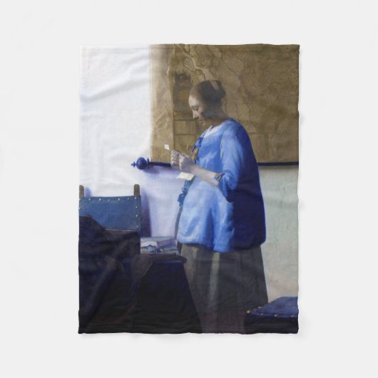 Vrouw in Blauw, Johannes Vermeer Fleece Deken (Voorkant)