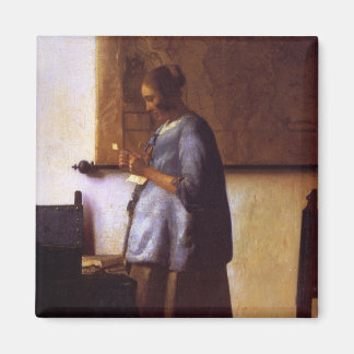 Vrouw in Blauw Leest een brief Magneet