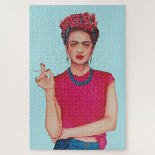 Vrouw in Blauwe Jeans Olie schilderij Legpuzzel