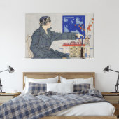 Vrouw in Cafe met spetters Canvas Afdruk (Insitu (Slaapkamer))