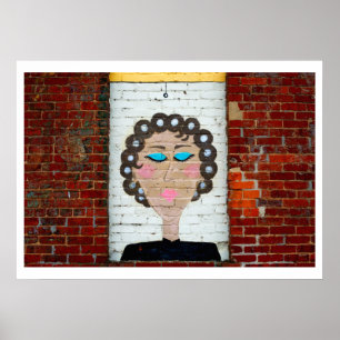 Vrouw in Curlers Poster