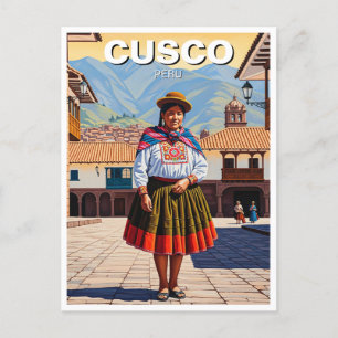 Vrouw in Cusco Peru Reizen Briefkaart