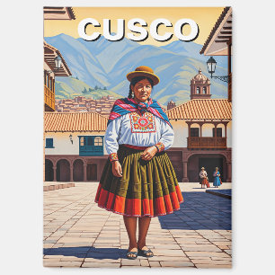 Vrouw in Cusco Peru Reizen Magneet