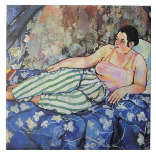 Vrouw in de blauwe slaapkamer (van Suzanne Valadon Tegeltje