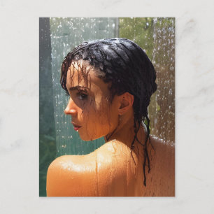 Vrouw in de douche briefkaart