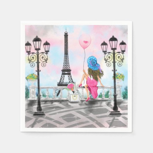  vrouw in de Eiffeltoren Servet (Voorkant)