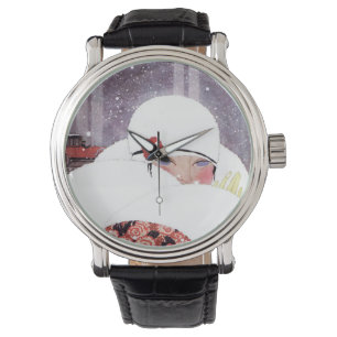 VROUW IN DE SNEEUW, WINTER BEAUTY MODE HORLOGE