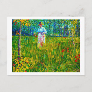 Vrouw in de tuin door Vincent Van Gogh Briefkaart