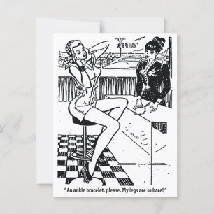 vrouw in de winkel, Humor, Vintage Briefkaart