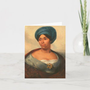 VROUW IN EEN BLAUWE TULBAND KUNSTKAART KAART