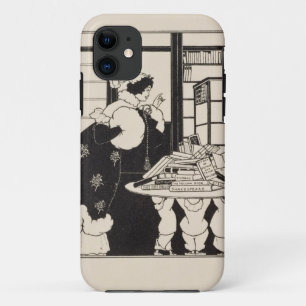 Vrouw in een boekwinkel, ontwerp voor een 'Yellow iPhone 11 Hoesje