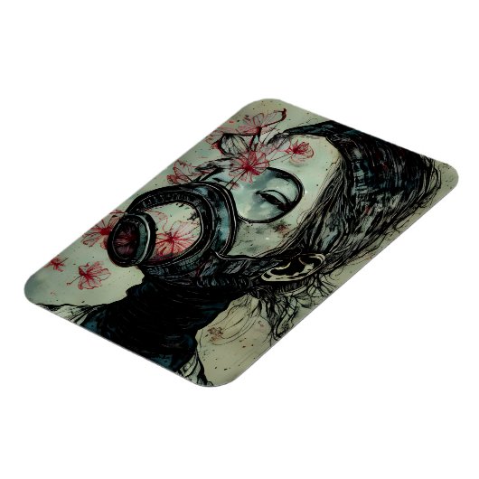 Vrouw in een gasmasker met bloemen magneet (Linkerzijde)