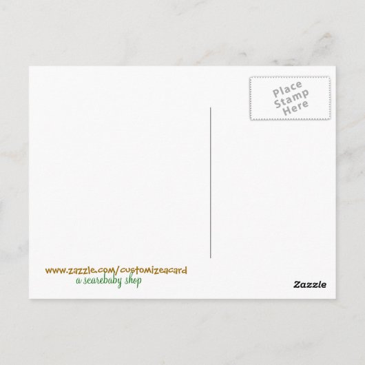 vrouw in een grote Pet Kaarten en Briefkaarten (Achterkant)