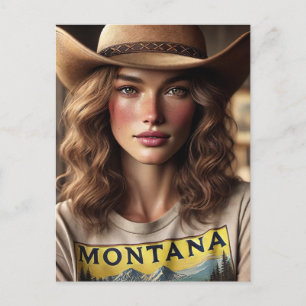 Vrouw in een Montana shirt Briefkaart
