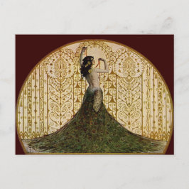 Vrouw in een Peacock Skirt Briefkaart