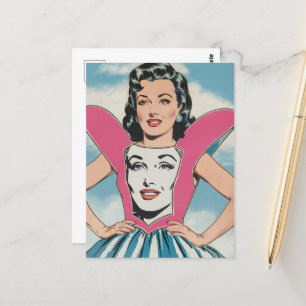 Vrouw in een unieke jurk briefkaart