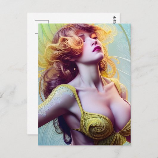 Vrouw in Geel Briefkaart (Voorkant / Achterkant)