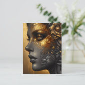  vrouw in goud | Blanco Briefkaart (Staand voorkant)