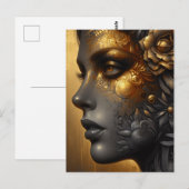  vrouw in goud | Blanco Briefkaart (Voorkant / Achterkant)