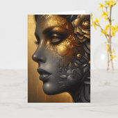  vrouw in goud | Blanco Kaart (Gele Bloem)