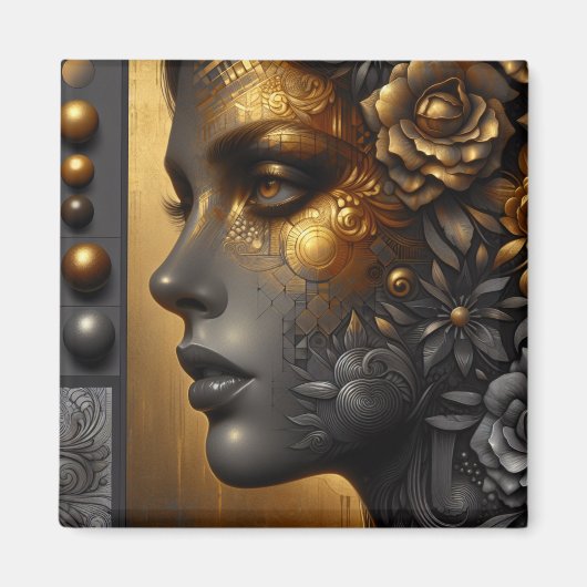  vrouw in goud etherisch magneet (Voorkant)