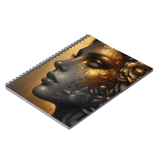  vrouw in goud etherisch notitieboek (Linkerzijde)