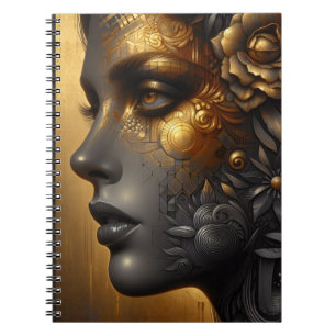 vrouw in goud etherisch notitieboek